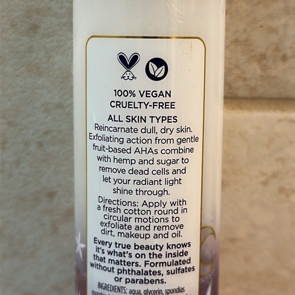Pacifica CRUELTY FREE cosmic renew AHA & Hemp resurfacing tonic/toner 1/2 bottle - Picture 4 of 5